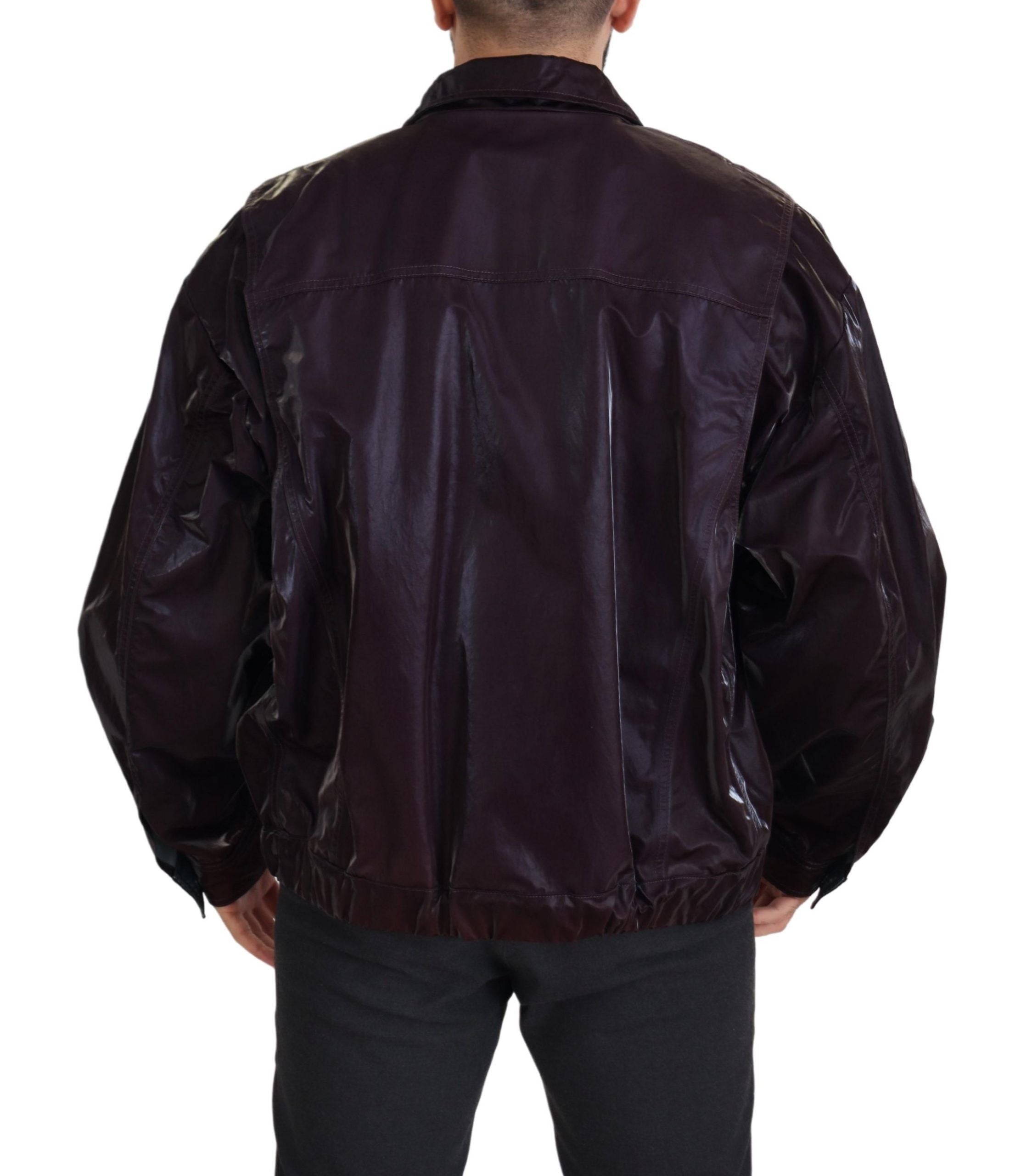 Dolce & Gabbana Bordeaux Nylon Collared Men Coat Jacket - Zeiniez