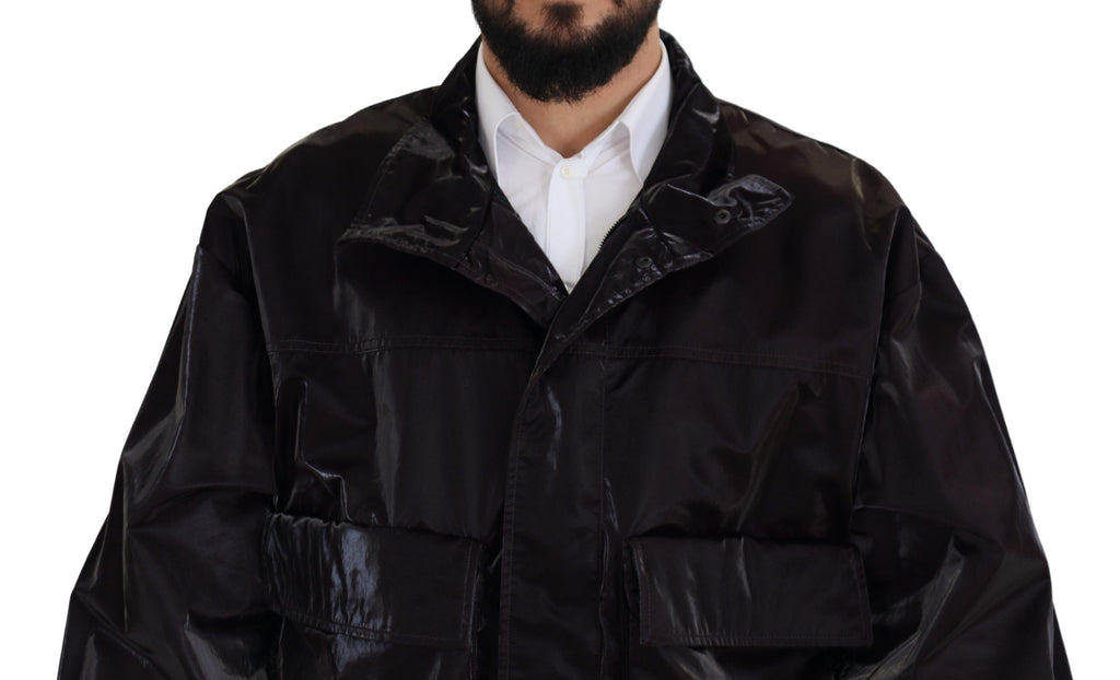 Dolce & Gabbana Bordeaux Nylon Collared Men Coat Jacket - Zeiniez