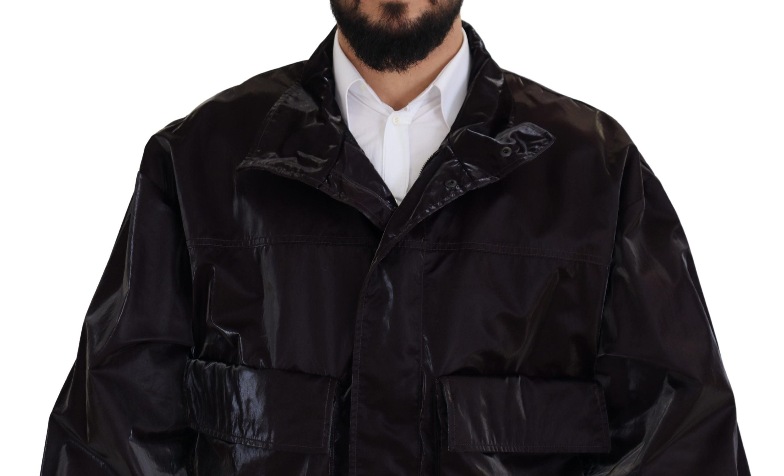 Dolce & Gabbana Bordeaux Nylon Collared Men Coat Jacket - Zeiniez