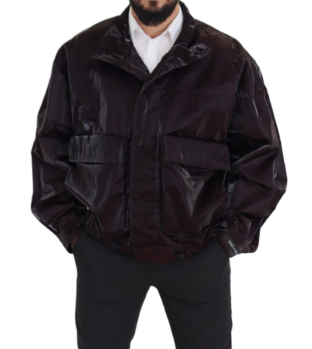 Dolce & Gabbana Bordeaux Nylon Collared Men Coat Jacket - Zeiniez