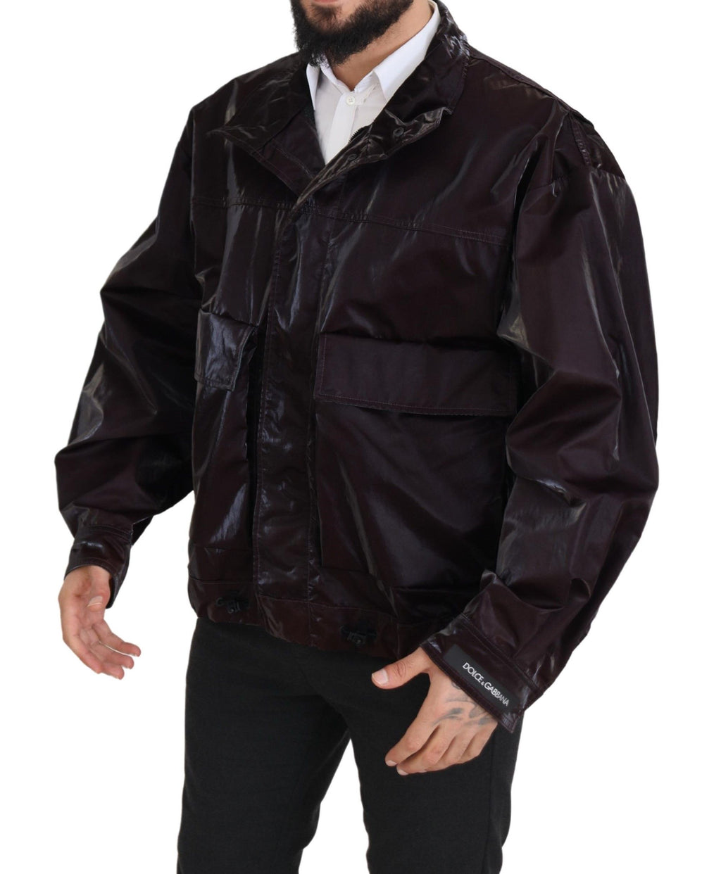 Dolce & Gabbana Bordeaux Nylon Collared Men Coat Jacket - Zeiniez