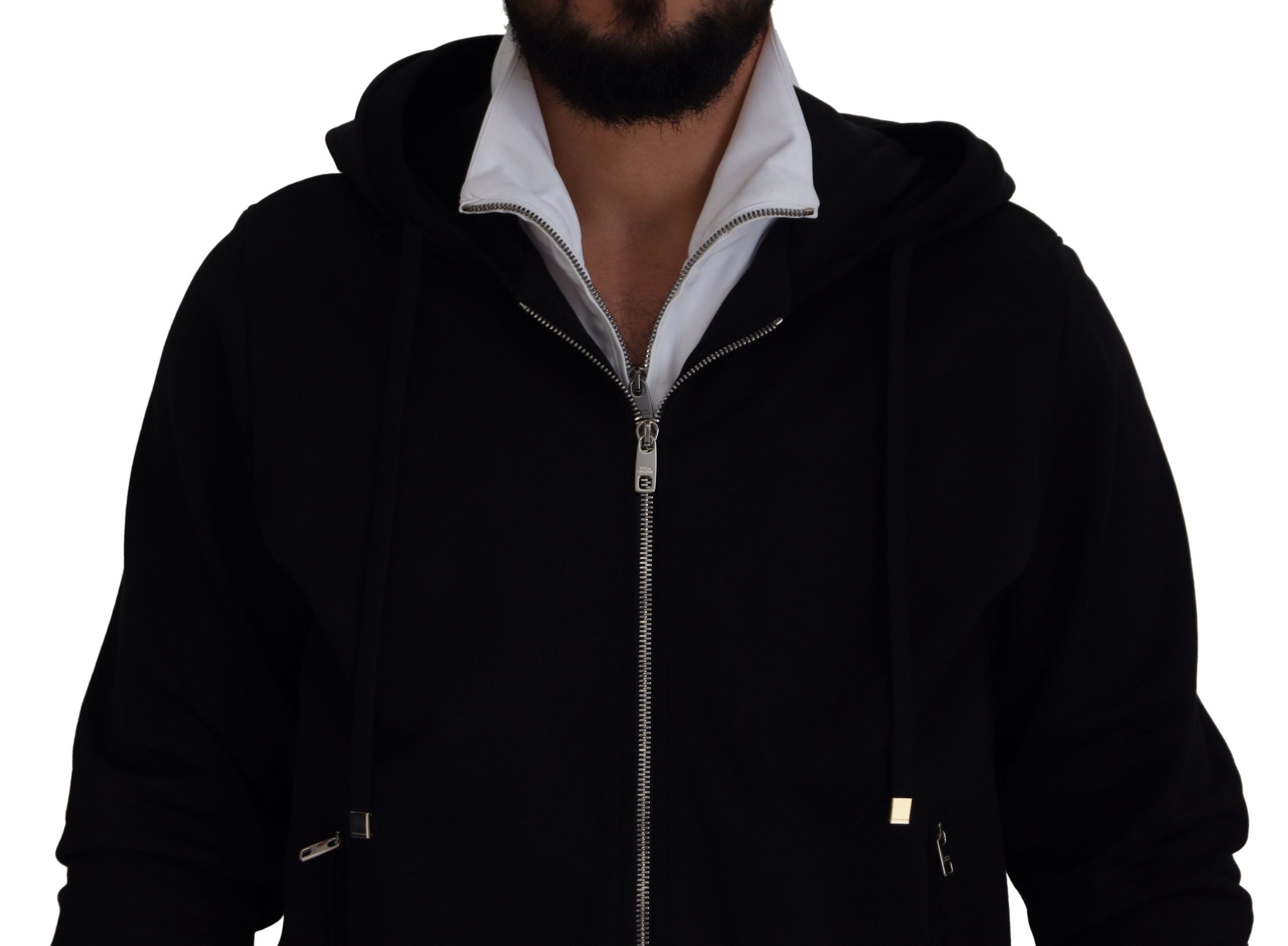 Dolce & Gabbana Black Polyester Hooded Full Zip Jacket - Zeiniez