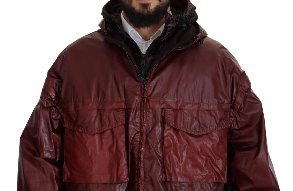 Dolce & Gabbana Bordeaux Cotton Hooded Full Zip Jacket - Zeiniez