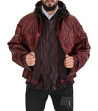 Dolce & Gabbana Bordeaux Cotton Hooded Full Zip Jacket - Zeiniez
