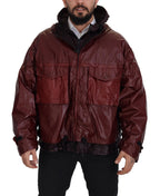 Dolce & Gabbana Bordeaux Cotton Hooded Full Zip Jacket - Zeiniez