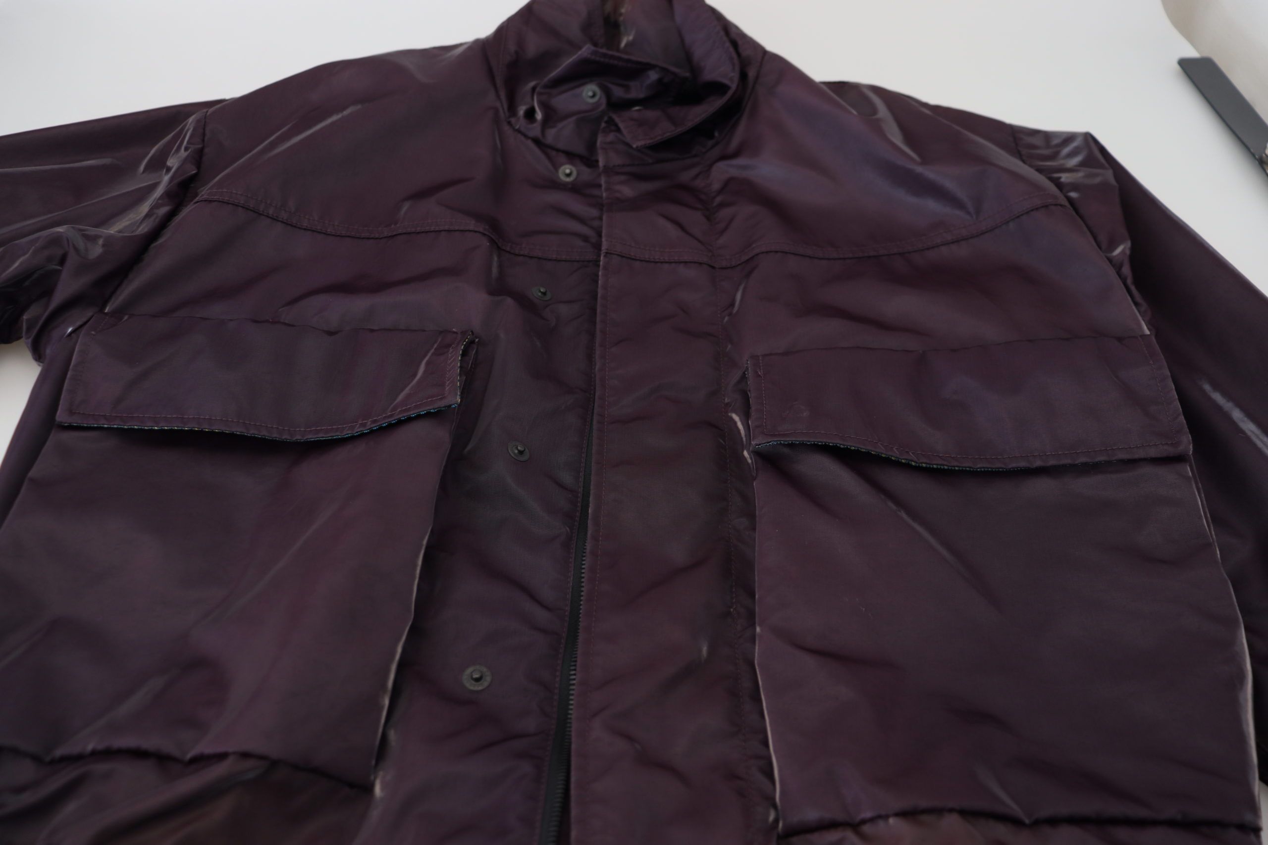 Dolce & Gabbana Purple Nylon Collared Biker Coat Jacket - Zeiniez