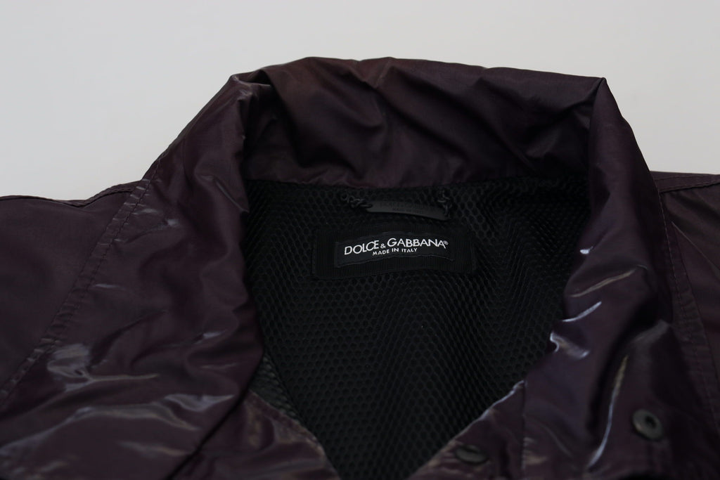 Dolce & Gabbana Purple Nylon Collared Biker Coat Jacket - Zeiniez