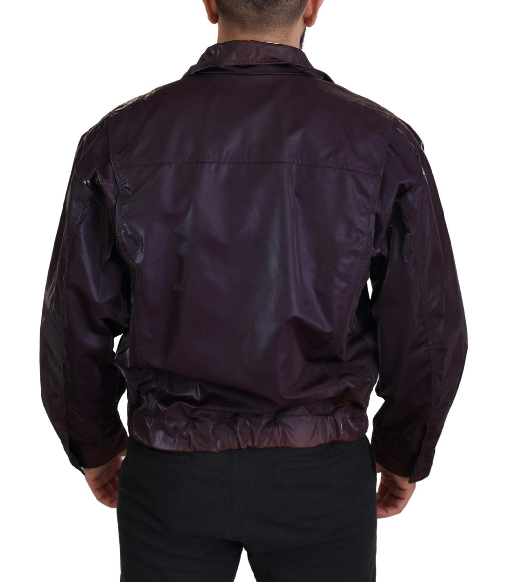 Dolce & Gabbana Purple Nylon Collared Biker Coat Jacket - Zeiniez