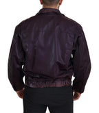 Dolce & Gabbana Purple Nylon Collared Biker Coat Jacket - Zeiniez