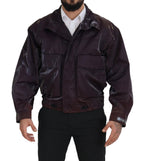 Dolce & Gabbana Purple Nylon Collared Biker Coat Jacket - Zeiniez