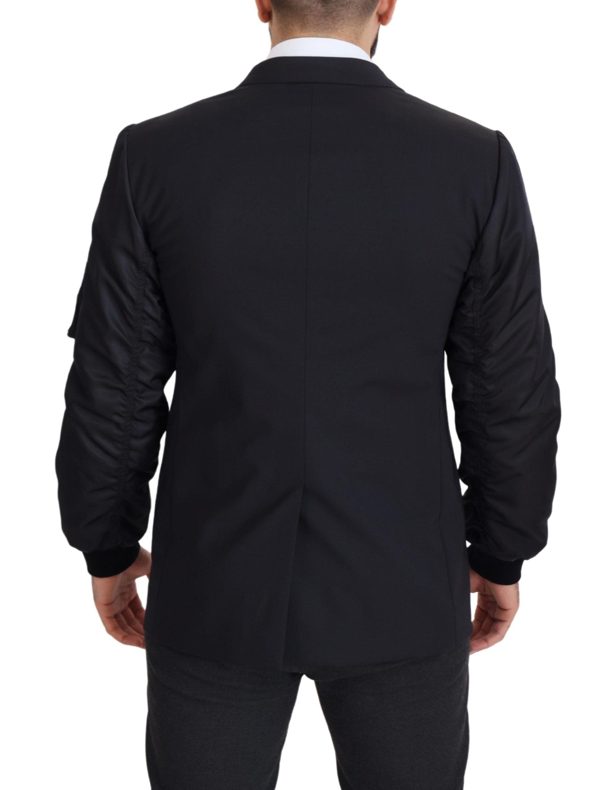 Dolce & Gabbana Black Wool Full Zip Long Sleeves Jacket - Zeiniez