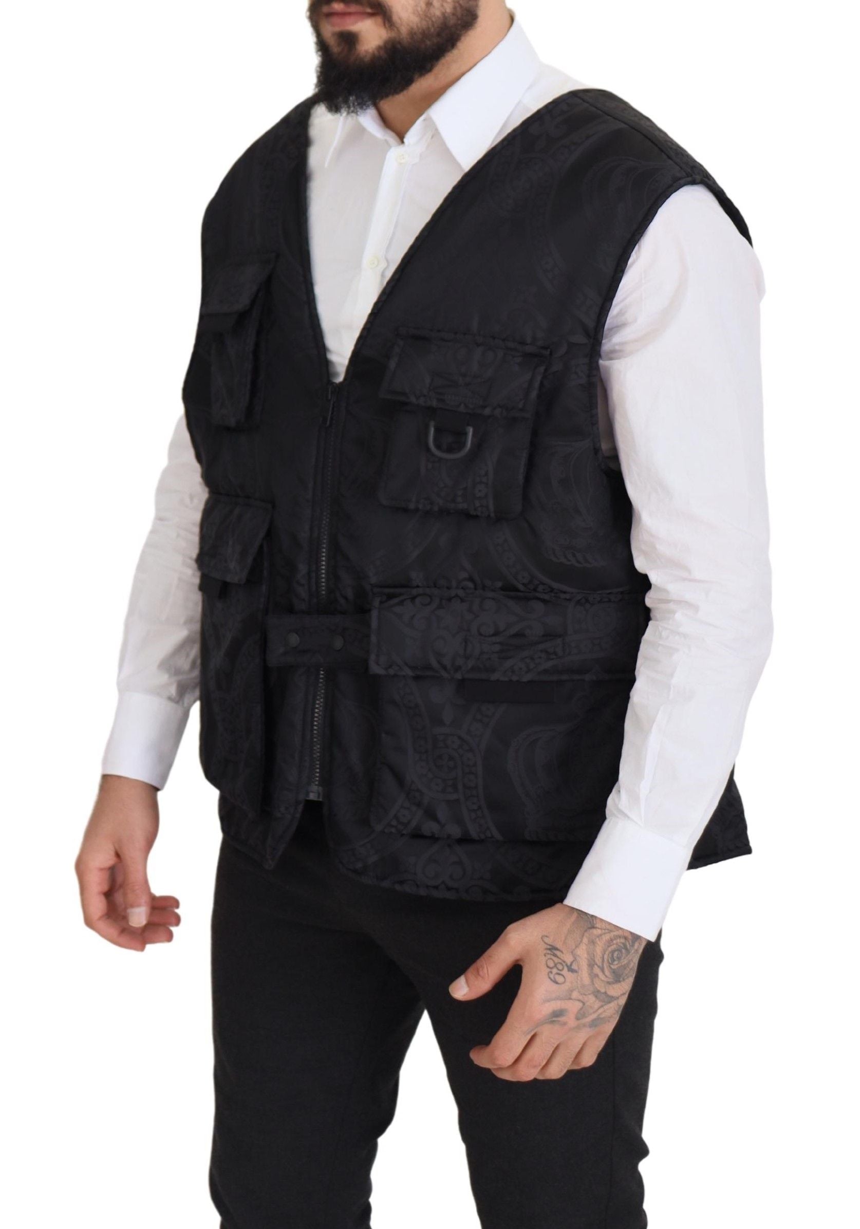 Dolce & Gabbana Black Nylon Full Zip Sleeveless Jacket - Zeiniez