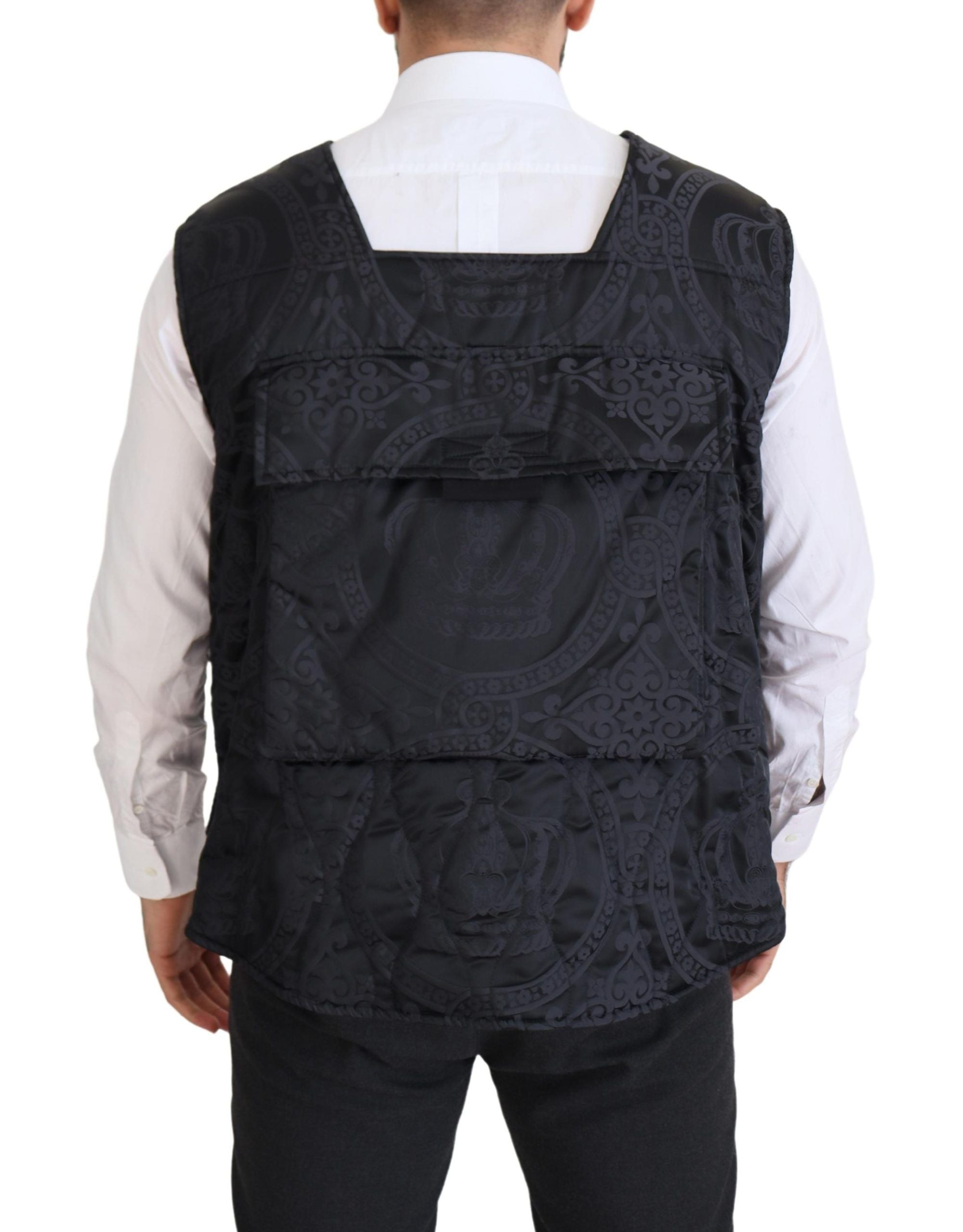 Dolce & Gabbana Black Nylon Full Zip Sleeveless Jacket - Zeiniez