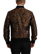 Dolce & Gabbana Brown Feather Full Zip Blouson Jacket - Zeiniez