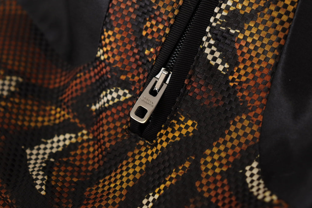 Dolce & Gabbana Brown Feather Full Zip Blouson Jacket - Zeiniez