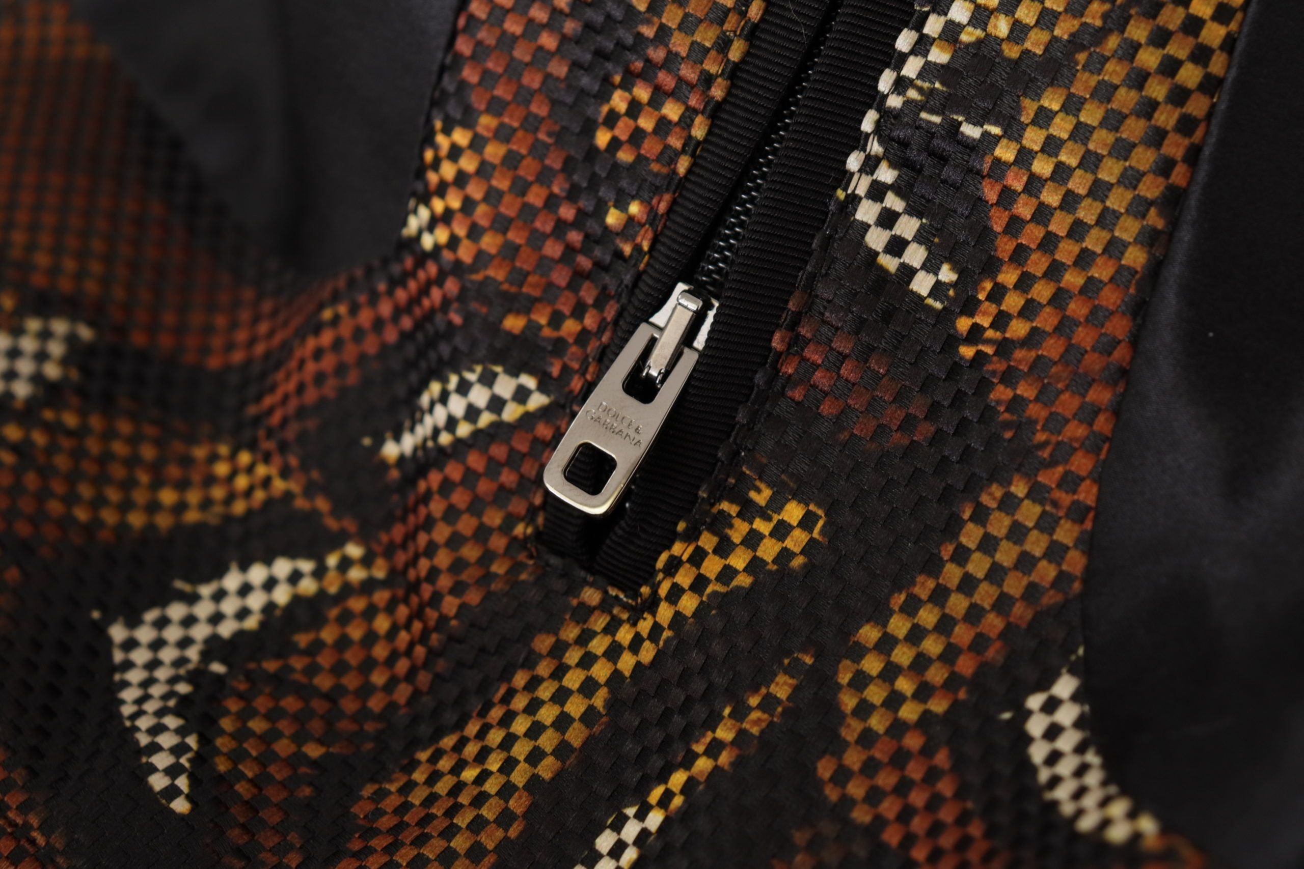 Dolce & Gabbana Brown Feather Full Zip Blouson Jacket - Zeiniez