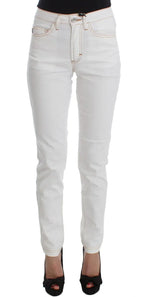 Cavalli White Cotton Blend Slim Fit Jeans - Zeiniez