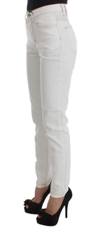 Cavalli White Cotton Blend Slim Fit Jeans - Zeiniez