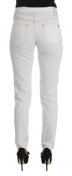 Cavalli White Cotton Blend Slim Fit Jeans - Zeiniez