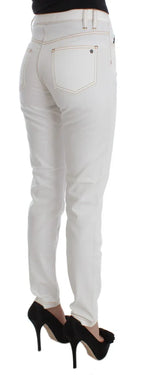 Cavalli White Cotton Blend Slim Fit Jeans - Zeiniez