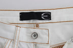 Cavalli White Cotton Blend Slim Fit Jeans - Zeiniez