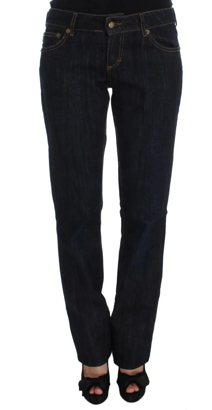 Cavalli Blue Cotton Straight Fit Stretch Jeans - Zeiniez