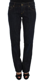 Cavalli Blue Cotton Straight Fit Stretch Jeans - Zeiniez