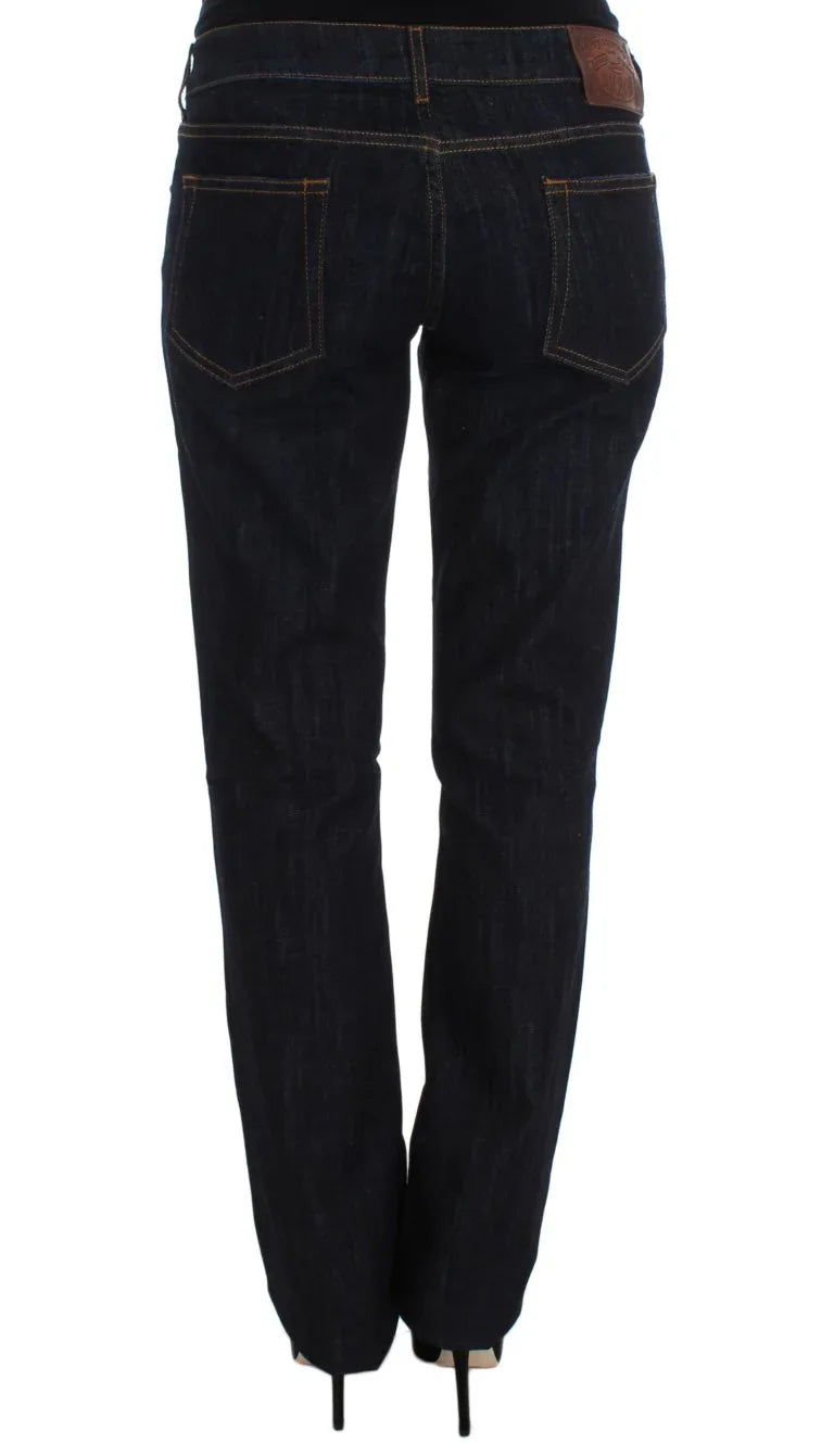 Cavalli Blue Cotton Straight Fit Stretch Jeans - Zeiniez