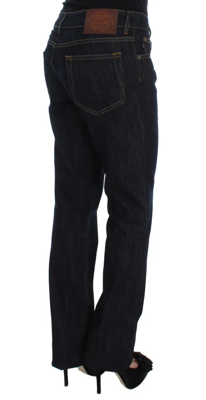 Cavalli Blue Cotton Straight Fit Stretch Jeans - Zeiniez