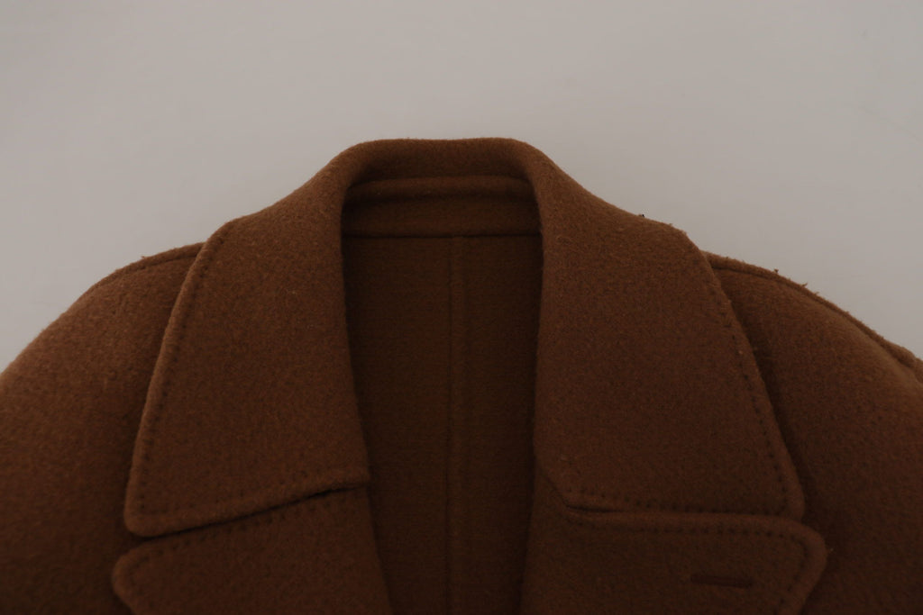 Dolce & Gabbana Brown Nylon Double Breasted Coat Jacket - Zeiniez