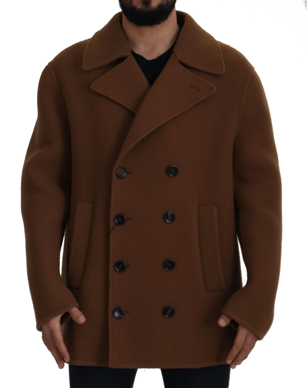 Dolce & Gabbana Brown Nylon Double Breasted Coat Jacket - Zeiniez