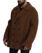 Dolce & Gabbana Brown Nylon Double Breasted Coat Jacket - Zeiniez