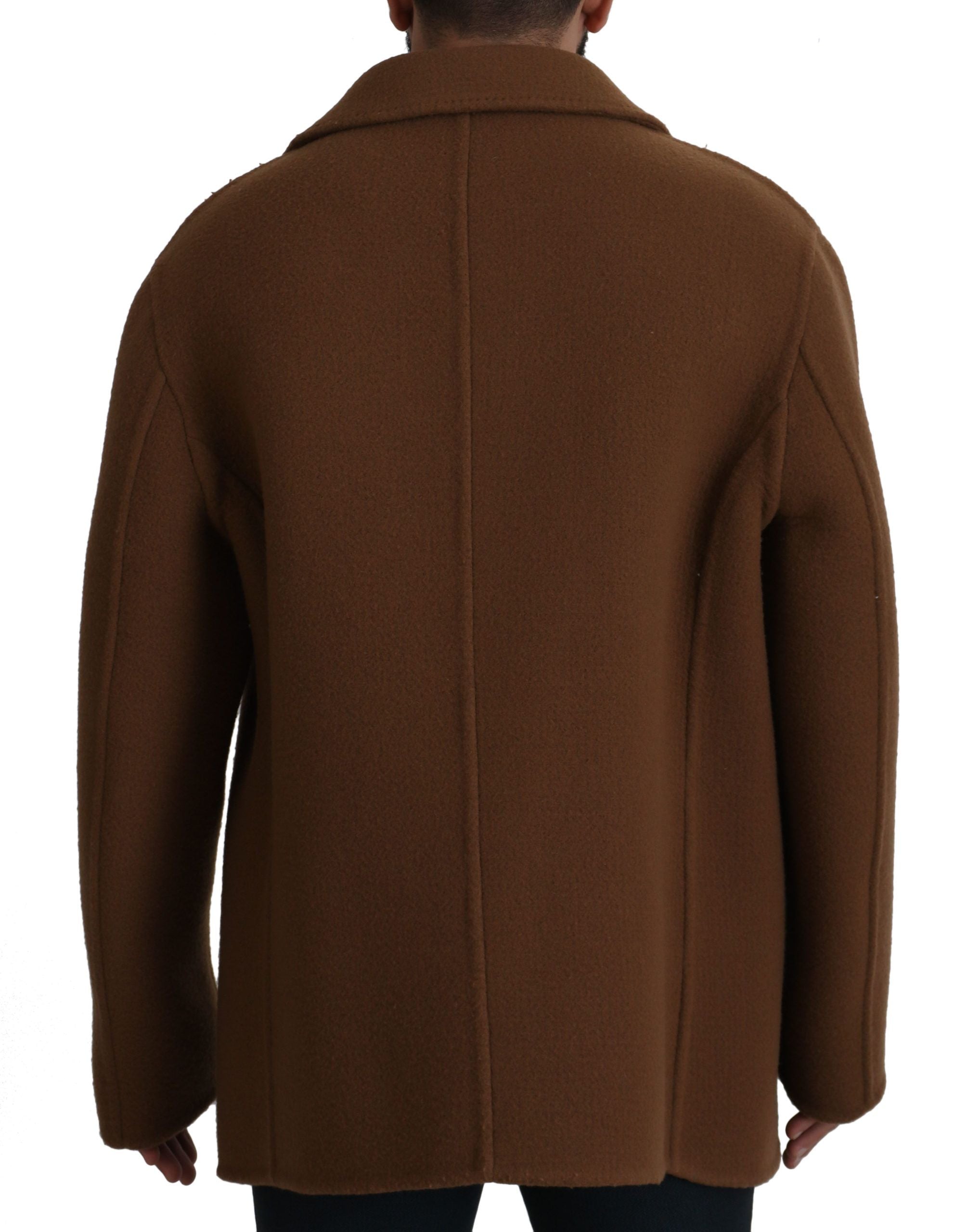 Dolce & Gabbana Brown Nylon Double Breasted Coat Jacket - Zeiniez