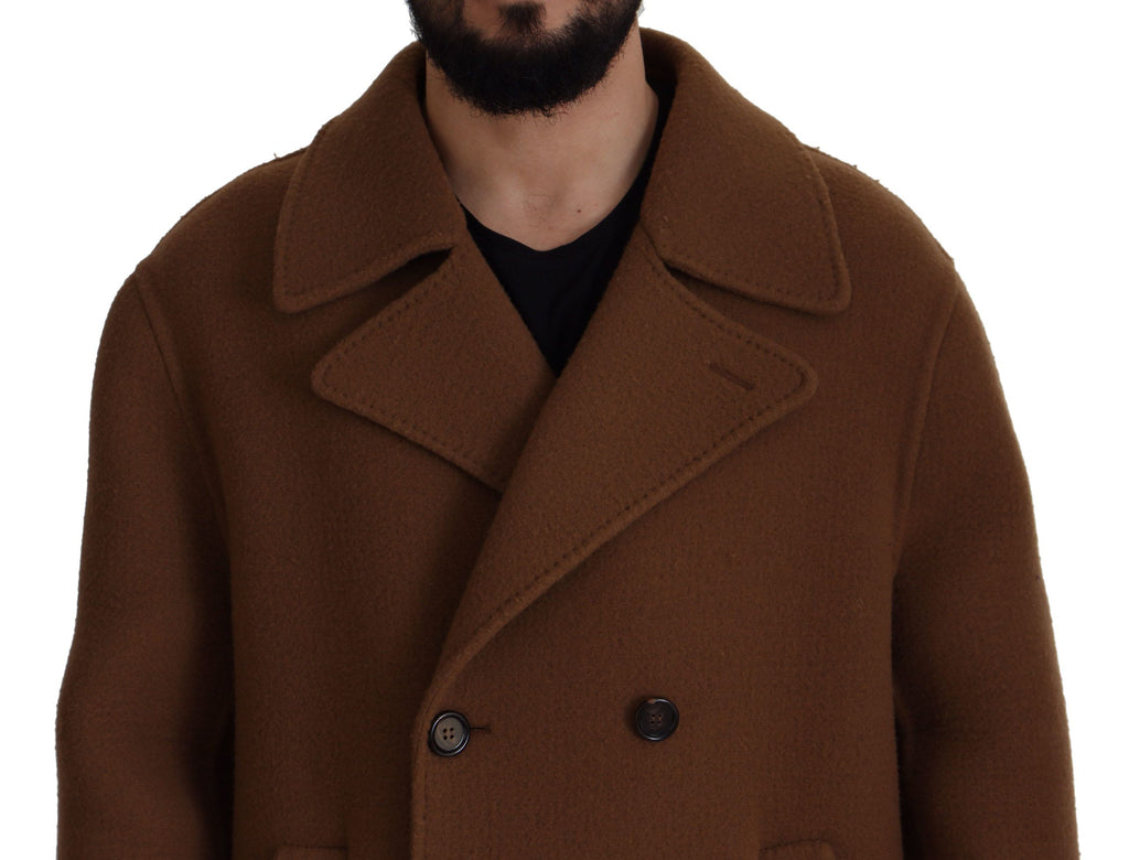 Dolce & Gabbana Brown Nylon Double Breasted Coat Jacket - Zeiniez