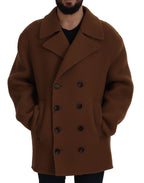 Dolce & Gabbana Brown Nylon Double Breasted Coat Jacket - Zeiniez