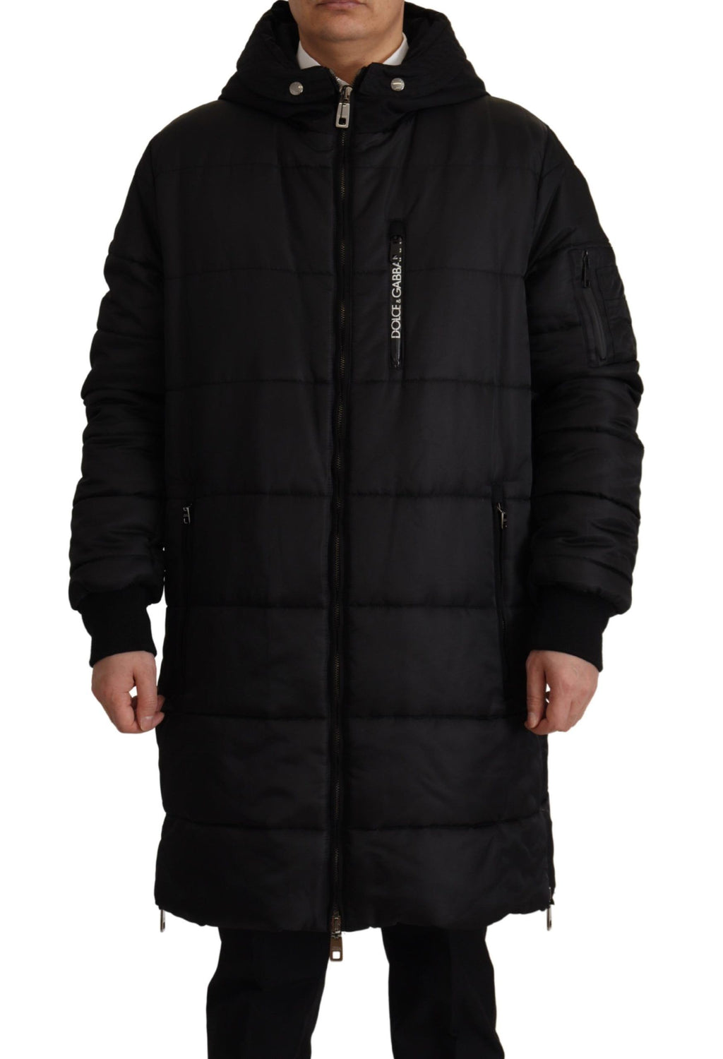 Dolce & Gabbana Black Nylon Hooded Parka Coat Winter Jacket - Zeiniez
