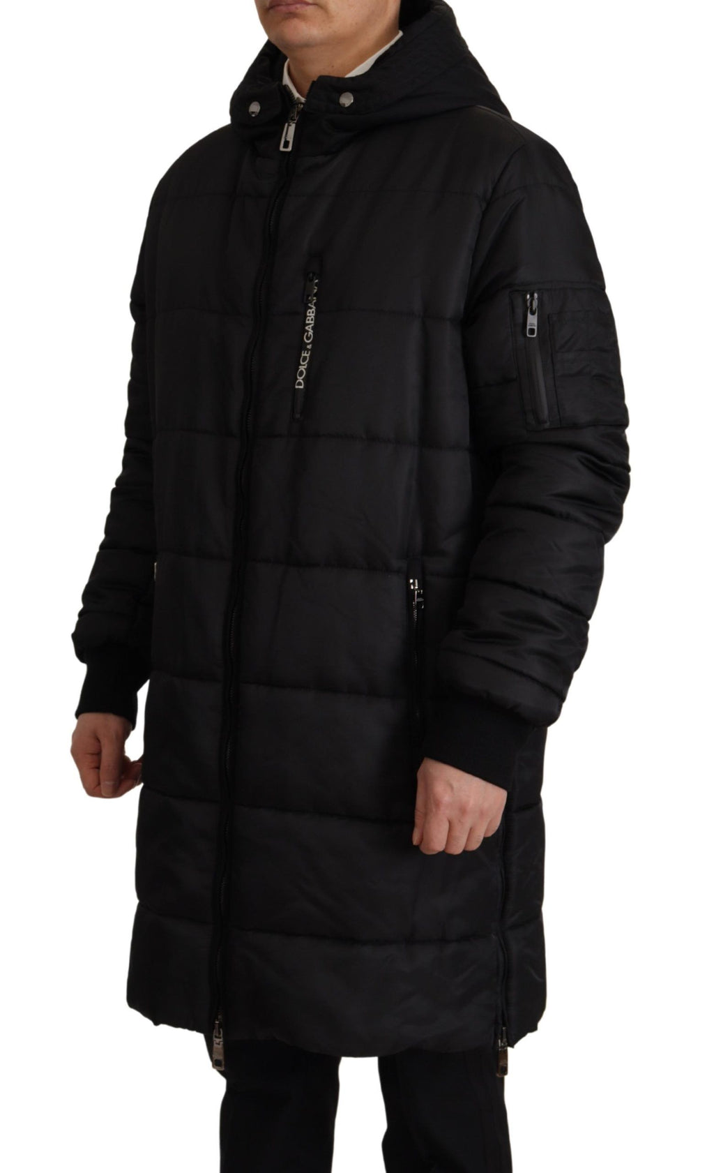 Dolce & Gabbana Black Nylon Hooded Parka Coat Winter Jacket - Zeiniez