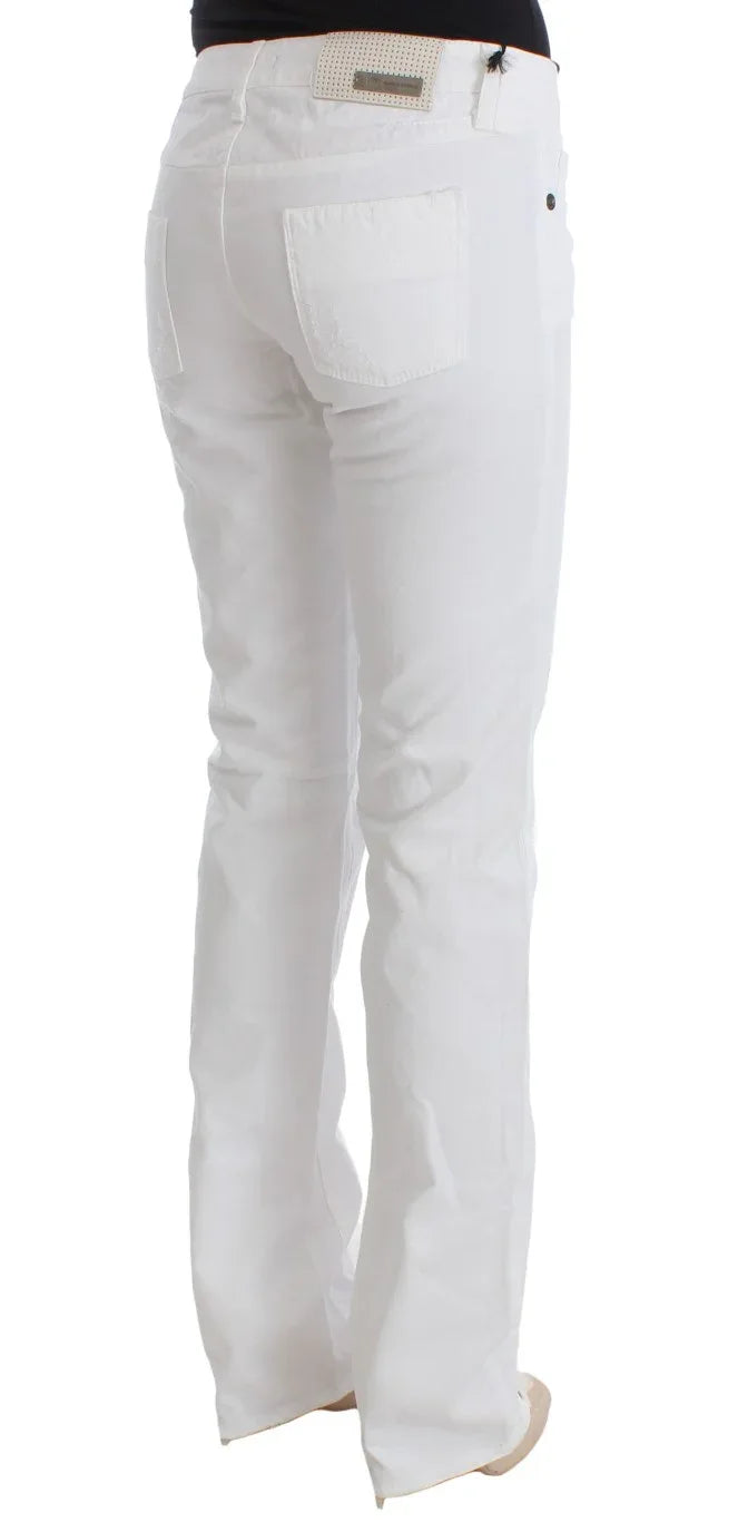 Costume National White Cotton Slim Fit Denim Bootcut Jeans - Zeiniez