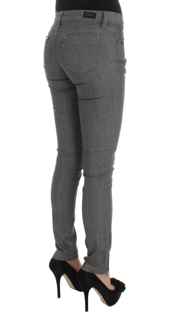 Costume National Gray Cotton Blend Slim Fit Jeans - Zeiniez