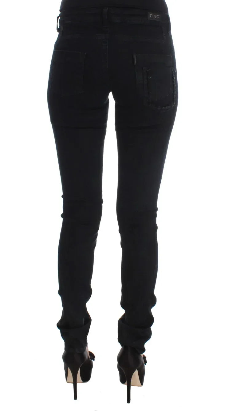Costume National Black Cotton Slim Fit Denim Jeans - Zeiniez