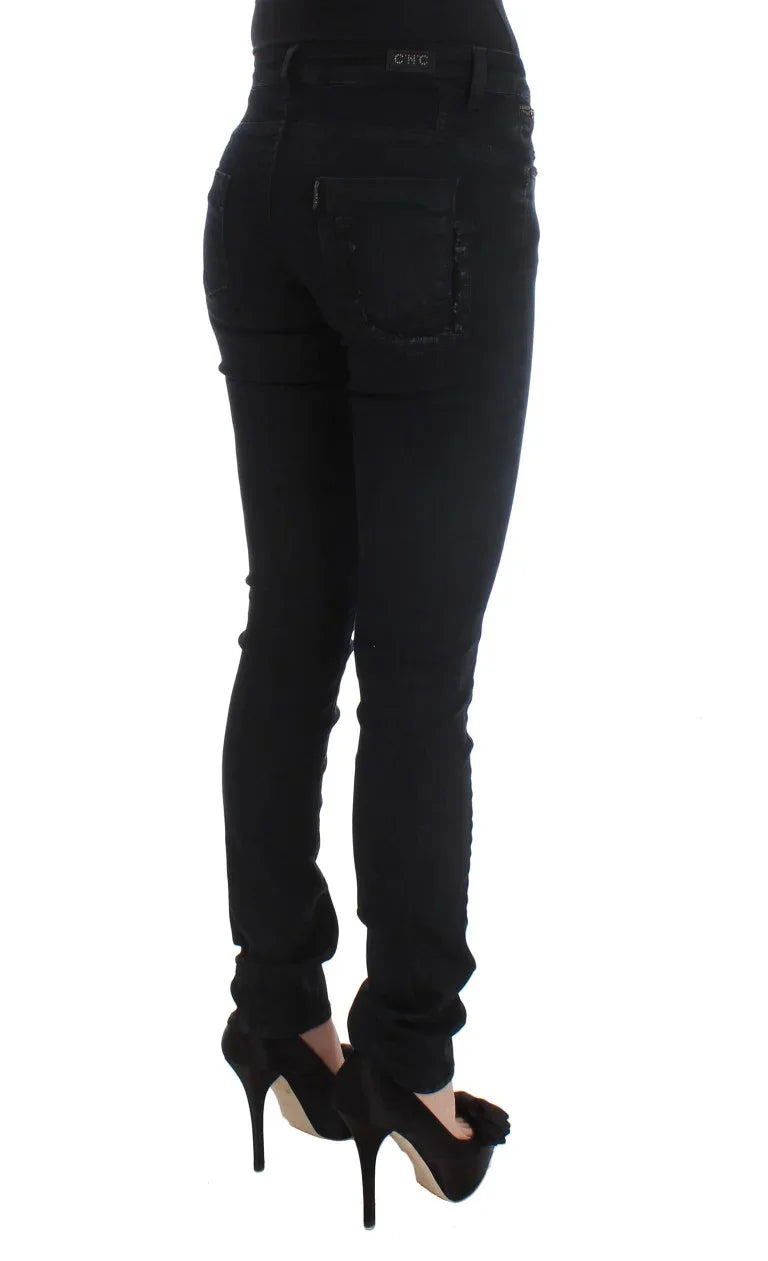 Costume National Black Cotton Slim Fit Denim Jeans - Zeiniez