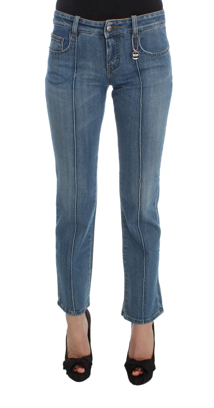 Costume National Blue Cotton Slim Fit Cropped Jeans - Zeiniez