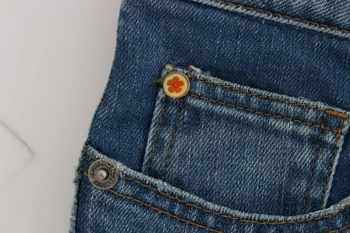 Costume National Blue Cotton Slim Fit Cropped Jeans - Zeiniez