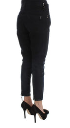 Costume National Black Cotton Slim Fit Cropped Jeans - Zeiniez