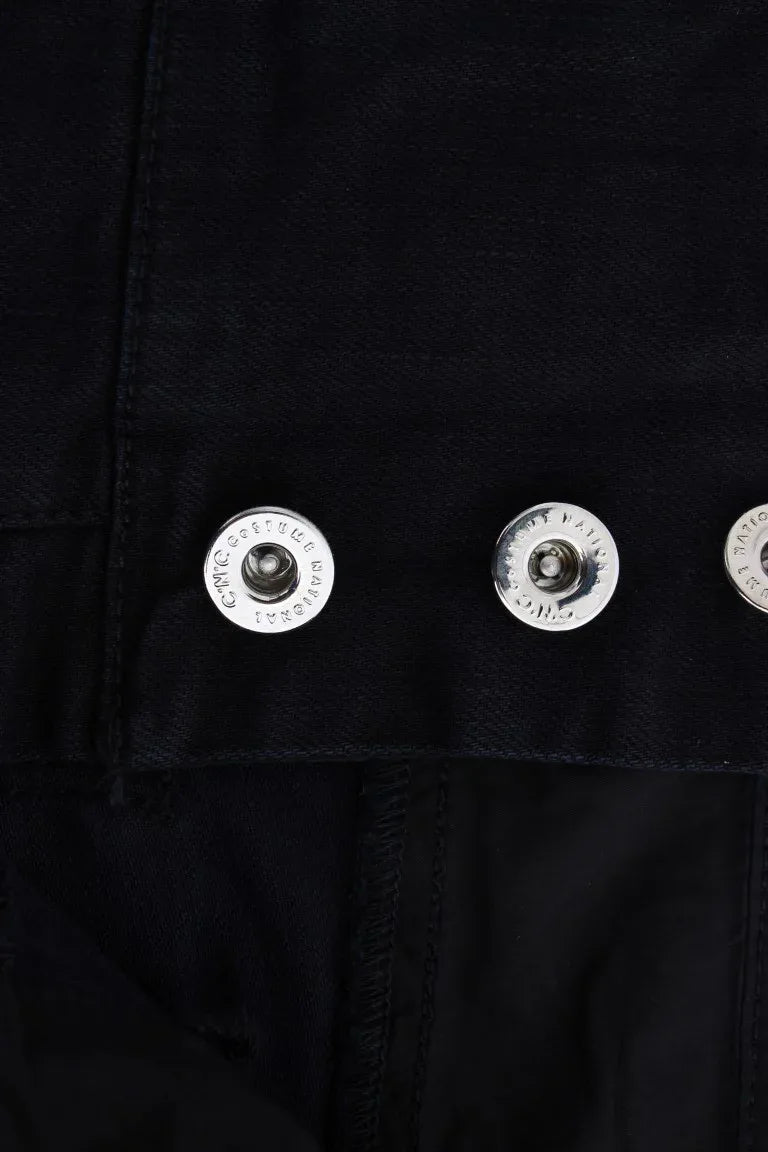 Costume National Black Cotton Slim Fit Cropped Jeans - Zeiniez