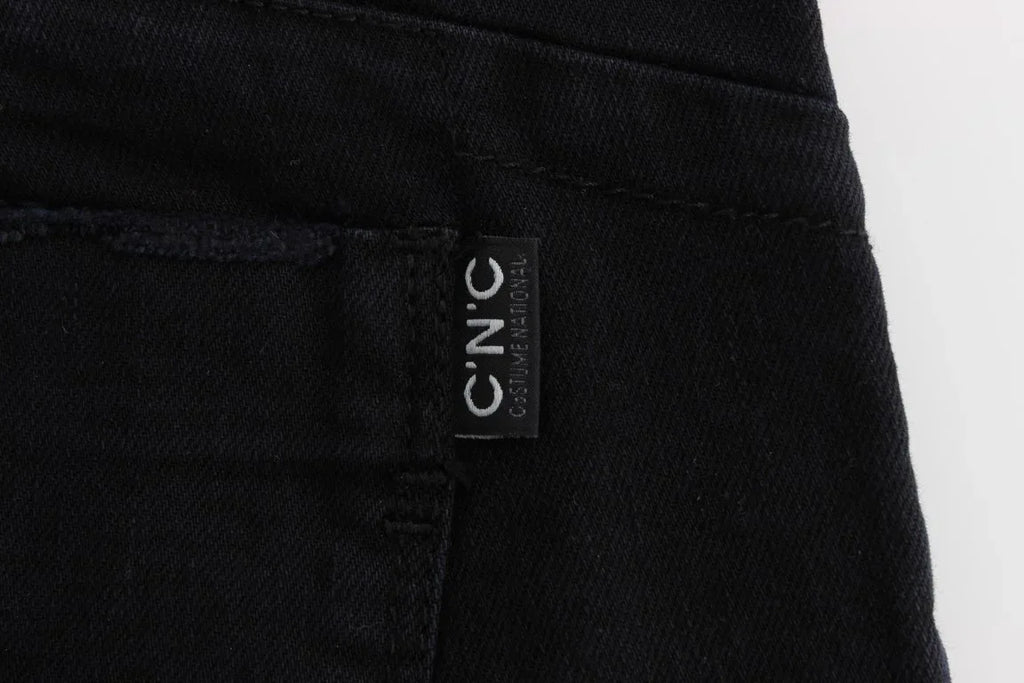 Costume National Black Cotton Slim Fit Cropped Jeans - Zeiniez