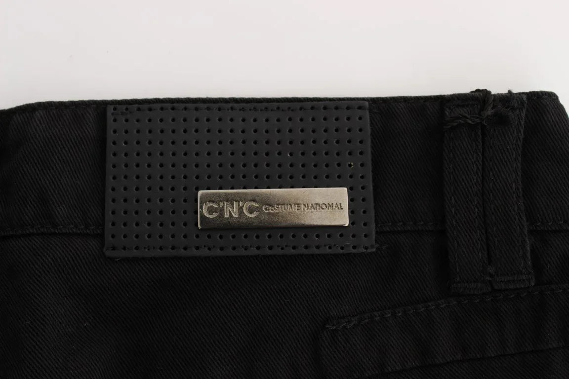 Costume National Black Cotton Slim Fit Bootcut Jeans - Zeiniez