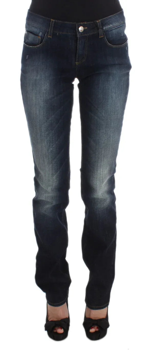 Costume National Blue Cotton Slim Fit Bootcut Jeans - Zeiniez