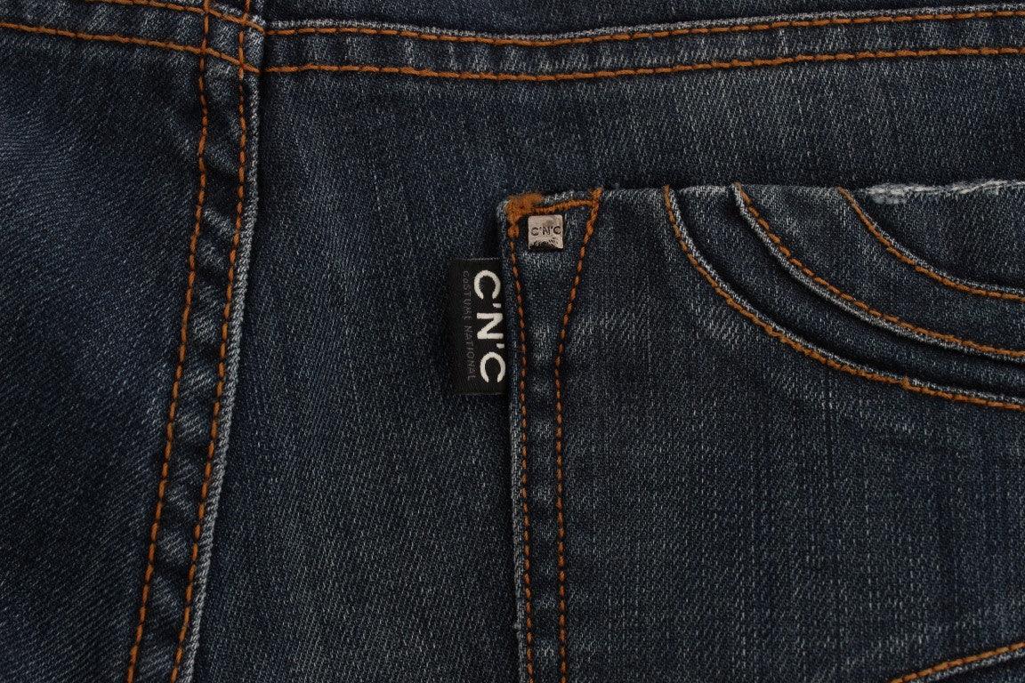 Costume National Blue Cotton Blend Bootcut Jeans - Zeiniez