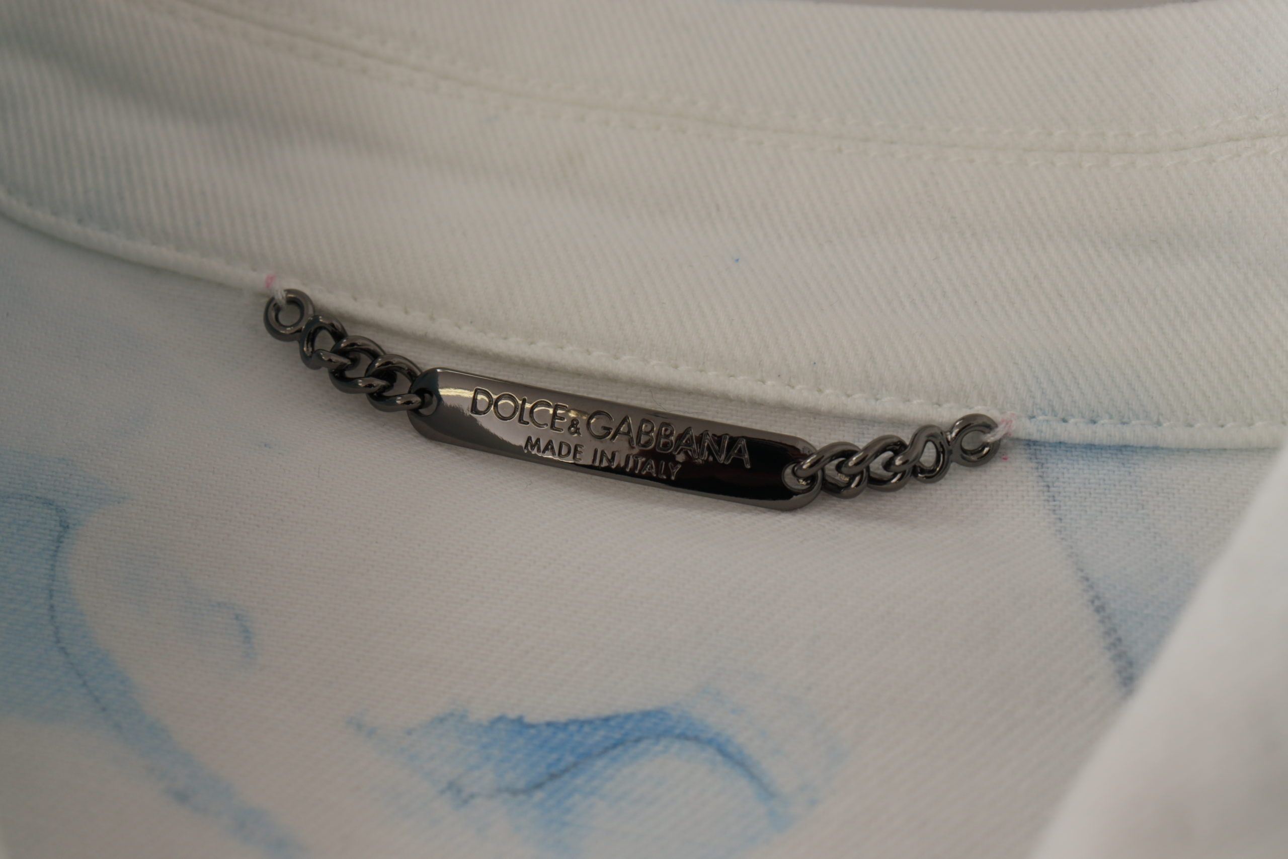 Dolce & Gabbana White Cotton Logo Embroidery Denim Jacket - Zeiniez